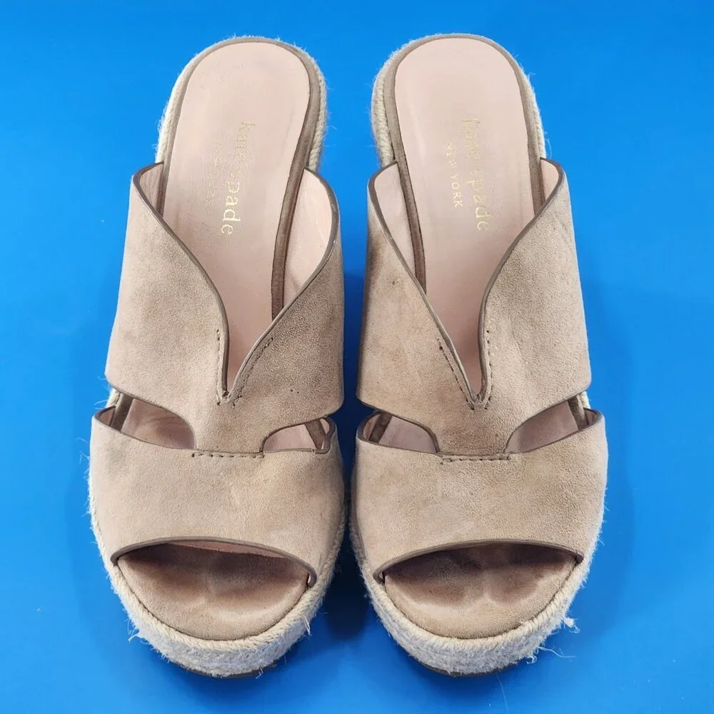 KATE SPADE Tropez Suede Espadrille Platform Wedge Heel Sandals